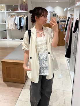 「mystic（ミスティック）のアイテム（ジャケット/アウター）」を使った、つゆちゃんさん（レディース・156cm）の春コーディネート