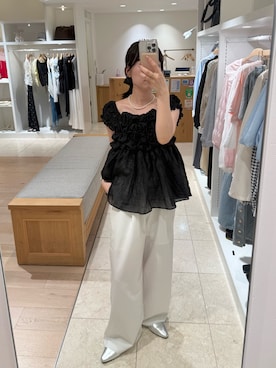 「mystic（ミスティック）の【涼しい素材にリニューアル】26SS Wベルトパンツ（スラックス）」を使った、つゆちゃんさん（レディース・156cm）の夏コーディネート