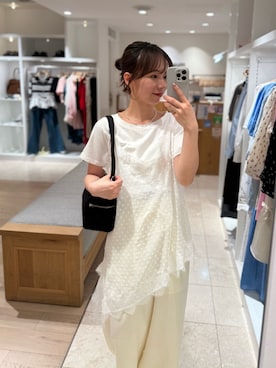 「mystic（ミスティック）の【涼しい素材にリニューアル】26SS Wベルトパンツ（スラックス）」を使った、つゆちゃんさん（レディース・156cm）の春コーディネート
