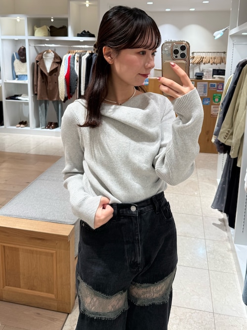 ウエスト調整可能！】レース切替デニム（デニムパンツ）｜mystic