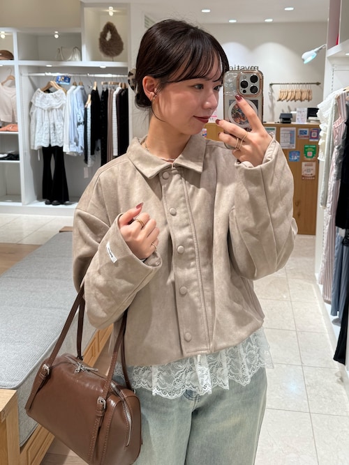 新品未使用【2024AW/トレンドアウター】フェイクレザーブルゾンミスティックS フェイクレザーブルゾン | mystic(ミスティック)レディース