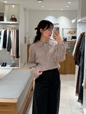 「mystic（ミスティック）のアイテム（ニット/セーター）」を使った、つゆちゃんさん（レディース・156cm）の秋コーディネート