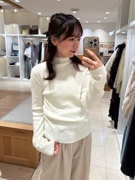 「mystic（ミスティック）の【4色展開】プレート付きハイネックニット（ニット/セーター）」を使った、つゆちゃんさん（レディース・156cm）の秋コーディネート