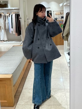 「アイテム（その他アウター、グレー系）」を使った、つゆちゃんさん（レディース・156cm）の秋コーディネート