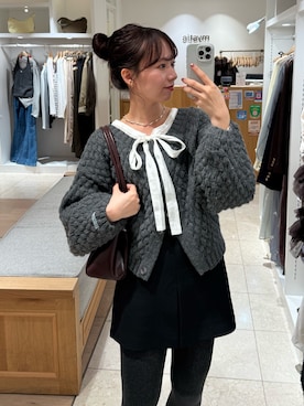 「アイテム（カーディガン/ボレロ）」を使った、つゆちゃんさん（レディース・156cm）の冬コーディネート