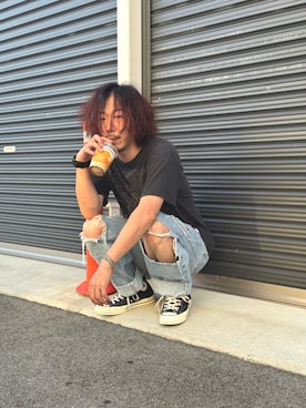 「VINTAGE（ヴィンテージ）のアイテム（Tシャツ/カットソー）」を使った、ちゃんまつ:Reさん（メンズ・166cm）の秋コーディネート