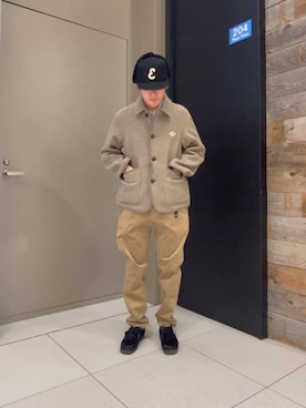 「アイテム（カバーオール）」を使った、みねいさん（メンズ・170cm）の冬コーディネート