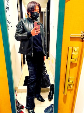 「Buffalo Bobs（バッファローボブズ）のアイテム（ライダースジャケット）」を使った、fantastic     blueさん（メンズ・172cm）の春コーディネート
