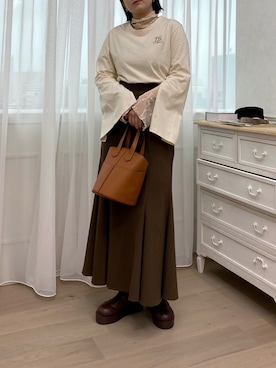 「apres jour clair（アプレジュールクレア）の【apres jour clair】レースシアートップス【ZOZOTOWN限定アイテム】（Tシャツ/カットソー）」を使った、apresjour clairさん（レディース・159cm）の秋コーディネート