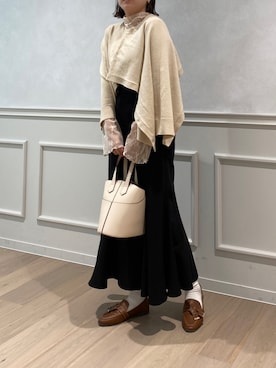 「apres jour clair（アプレジュールクレア）の【apres jour clair】レースシアートップス【ZOZOTOWN限定アイテム】（Tシャツ/カットソー）」を使った、apresjour clairさん（レディース・159cm）の秋コーディネート