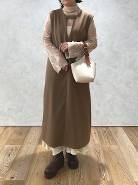 「apres jour clair（アプレジュールクレア）の【apres jour clair】レースシアートップス【ZOZOTOWN限定アイテム】（Tシャツ/カットソー）」を使った、apresjour clairさん（レディース・159cm）の夏コーディネート