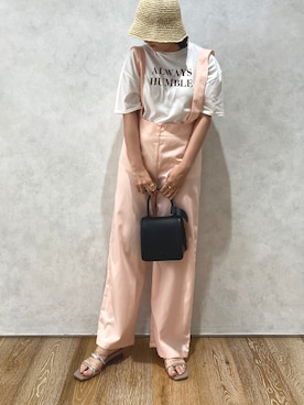 「カラーパンツ」｜「アイテム（サロペット/オーバーオール）」を使った、apresjour clairさん（レディース・159cm）の夏コーディネート