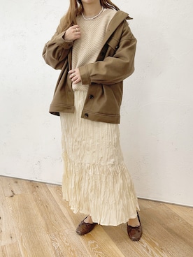 「カフェ」｜「アイテム（その他アウター）」を使った、apresjour clairさん（レディース・160cm）の秋コーディネート