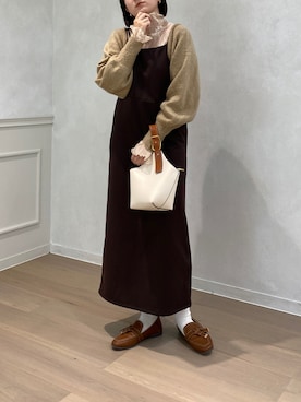 「apres jour clair（アプレジュールクレア）の【apres jour clair】レースシアートップス【ZOZOTOWN限定アイテム】（Tシャツ/カットソー）」を使った、apresjour clairさん（レディース・159cm）の秋コーディネート