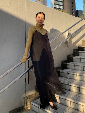 「M_（エムアンダーバー）のアイテム（ワンピース）」を使った、yuikoさん（レディース・162cm）の冬コーディネート