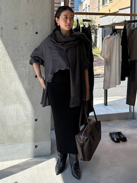 「アイテム（ストール/ショール）」を使った、chaos_kawaさん（レディース・150cm）の秋コーディネート