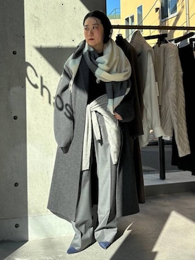 「アイテム（ストール/ショール）」を使った、chaos_kawaさん（レディース・150cm）の秋コーディネート