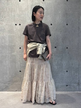 「Chaos（カオス）のChaos(カオス)/ ヴェールレースニットスカート（スカート、ベージュ系）」を使った、chaos_kawaさん（レディース・150cm）の夏コーディネート