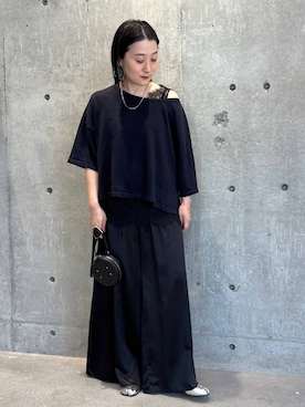 「Chaos（カオス）のChaos(カオス)/ モーラサテンパンツ（その他パンツ、ブラック系）」を使った、chaos_kawaさん（レディース・150cm）の春コーディネート