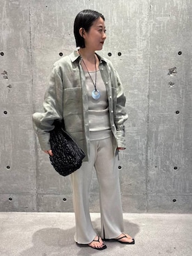 「Chaos（カオス）のChaos(カオス)/16Gインプレリブニットタンクトップ　【セットアップ可】（タンクトップ、グレー系）」を使った、chaos_kawaさん（レディース・150cm）の冬コーディネート