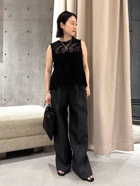 「Chaos（カオス）のChaos(カオス)/パティロングスリーブTシャツ（Tシャツ/カットソー、ブラック系）」を使った、chaos_kawaさん（レディース・150cm）の夏コーディネート