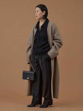 「アイテム（ノーカラーコート）」を使った、chaos_kawaさん（レディース・150cm）の冬コーディネート