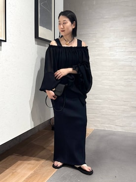 「Chaos（カオス）のChaos(カオス)/ メロリ－ジョ－ゼットブラウス（シャツ/ブラウス、ブラック系）」を使った、chaos_kawaさん（レディース・150cm）の夏コーディネート