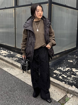 「アイテム（ダウンベスト）」を使った、chaos_kawaさん（レディース・150cm）の秋コーディネート