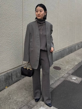 「アイテム（ノーカラージャケット）」を使った、chaos_kawaさん（レディース・150cm）の冬コーディネート