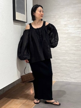 「Chaos（カオス）のChaos(カオス)/16Gインプレリブニットタンクトップ（タンクトップ、ブラック系）」を使った、chaos_kawaさん（レディース・150cm）の春コーディネート