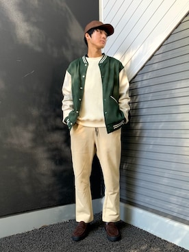 「大学生」｜「アイテム（スタジャン）」を使った、爽さん（メンズ・172cm）の冬コーディネート