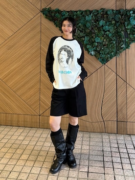 「Sourcream（サワークリーム）の【Sourcream】VenusラグランL/STEE（Tシャツ/カットソー、ホワイト系）」を使った、うらのことこさん（レディース・165cm）の夏コーディネート