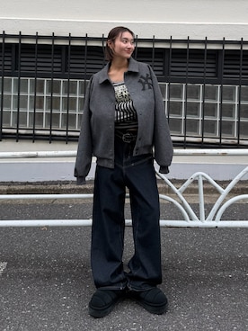 「アイテム（スタジャン）」を使った、うらのことこさん（レディース・165cm）の秋コーディネート