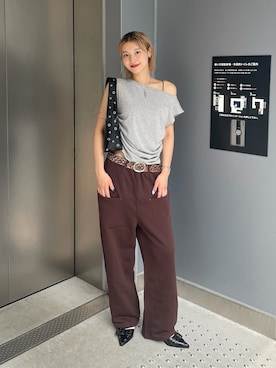「アイテム（スウェットパンツ）」を使った、うらのことこさん（レディース・165cm）の夏コーディネート