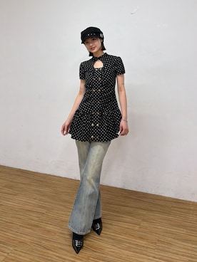 「アイテム（帽子）」を使った、うらのことこさん（レディース・165cm）の春コーディネート