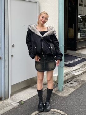 「アイテム（ブルゾン）」を使った、うらのことこさん（レディース・165cm）の夏コーディネート