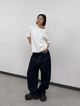 「リジットデニム」｜うらのことこさん（レディース・165cm）の春コーディネート