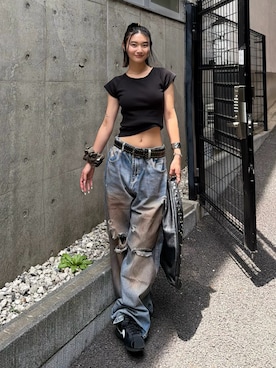「リブT」｜うらのことこさん（レディース・165cm）の夏コーディネート
