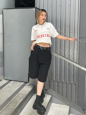 「アイテム（ベルト）」を使った、うらのことこさん（レディース・165cm）の夏コーディネート