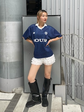 「アイテム（ブーツ）」を使った、うらのことこさん（レディース・165cm）の夏コーディネート
