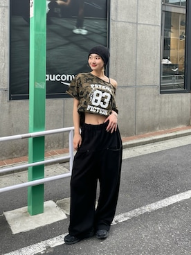 「アイテム（スウェットパンツ）」を使った、うらのことこさん（骨格ウェーブ・レディース・165cm）の春コーディネート