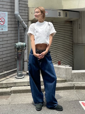 「Sourcream（サワークリーム）のアイテム」を使った、うらのことこさん（レディース・165cm）の夏コーディネート