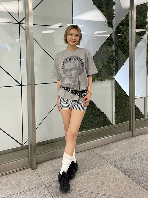 ロゴ入りトップスとボーダー柄ショートパンツのセット　新品 lbjb13007.jpg
