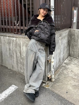 「アイテム（ミリタリージャケット）」を使った、うらのことこさん（レディース・165cm）の秋コーディネート