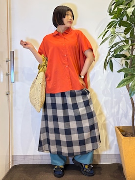 「アイテム（トートバッグ）」を使った、TOKOTOKOさん（レディース・156cm）の夏コーディネート