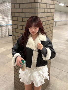 「アイテム（ボストンバッグ）」を使った、shizukuchさん（レディース・163cm）の冬コーディネート