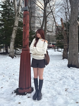 「アイテム（ボストンバッグ）」を使った、shizukuchさん（レディース・163cm）の冬コーディネート