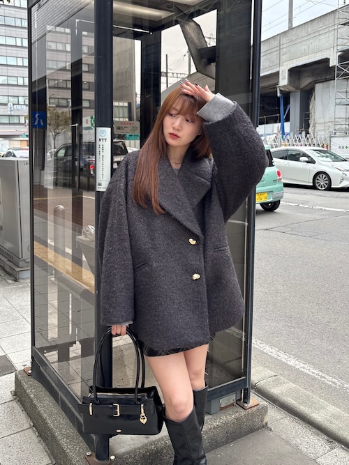 Chico（チコ） コート アウター 金釦シャギールーズコート レディース