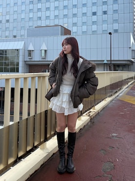 「アイテム（ボストンバッグ、ブラウン系）」を使った、shizukuchさん（レディース・163cm）の秋コーディネート