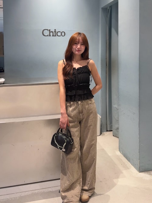 chico チコ　シアーレースベアキャミ　ショートパンツセット　【セットアップ】 セットアップ】シアーレースベアキャミ＋ショートパンツセット